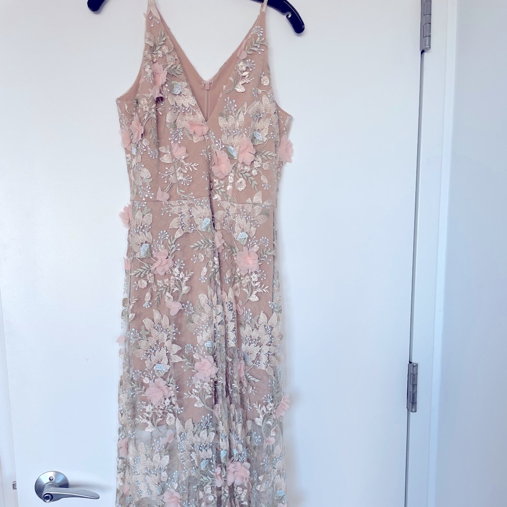 Dress The Population Sidney 3D Embellished Prom Wedding Dress with Sheet Overlay